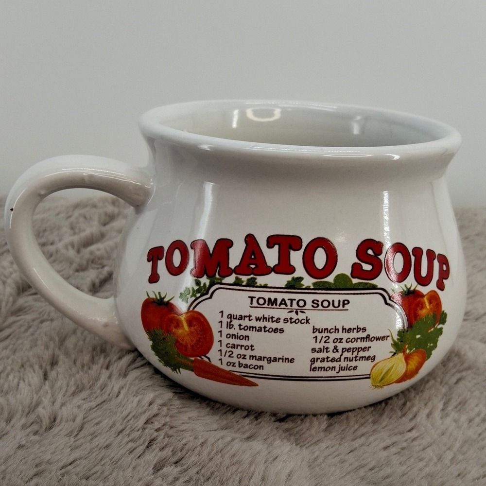 Vtg 1980 Tomato Soup Recipe Mug Bowl Cup Ceramic Dat'l DO-IT Inc Cottagecore
